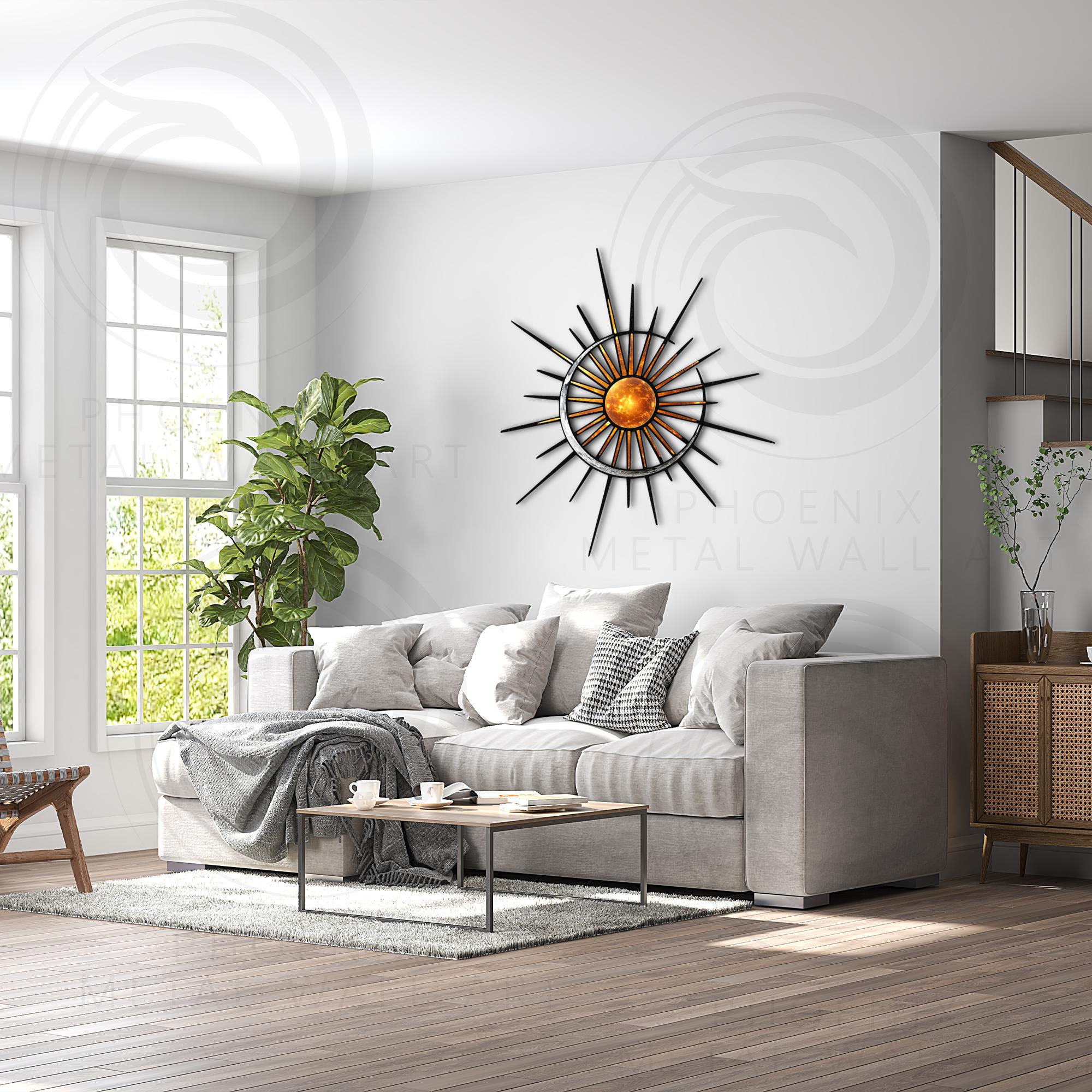 Sun and Moon Metal Wall Art, Modern Celestial Decor - Etsy