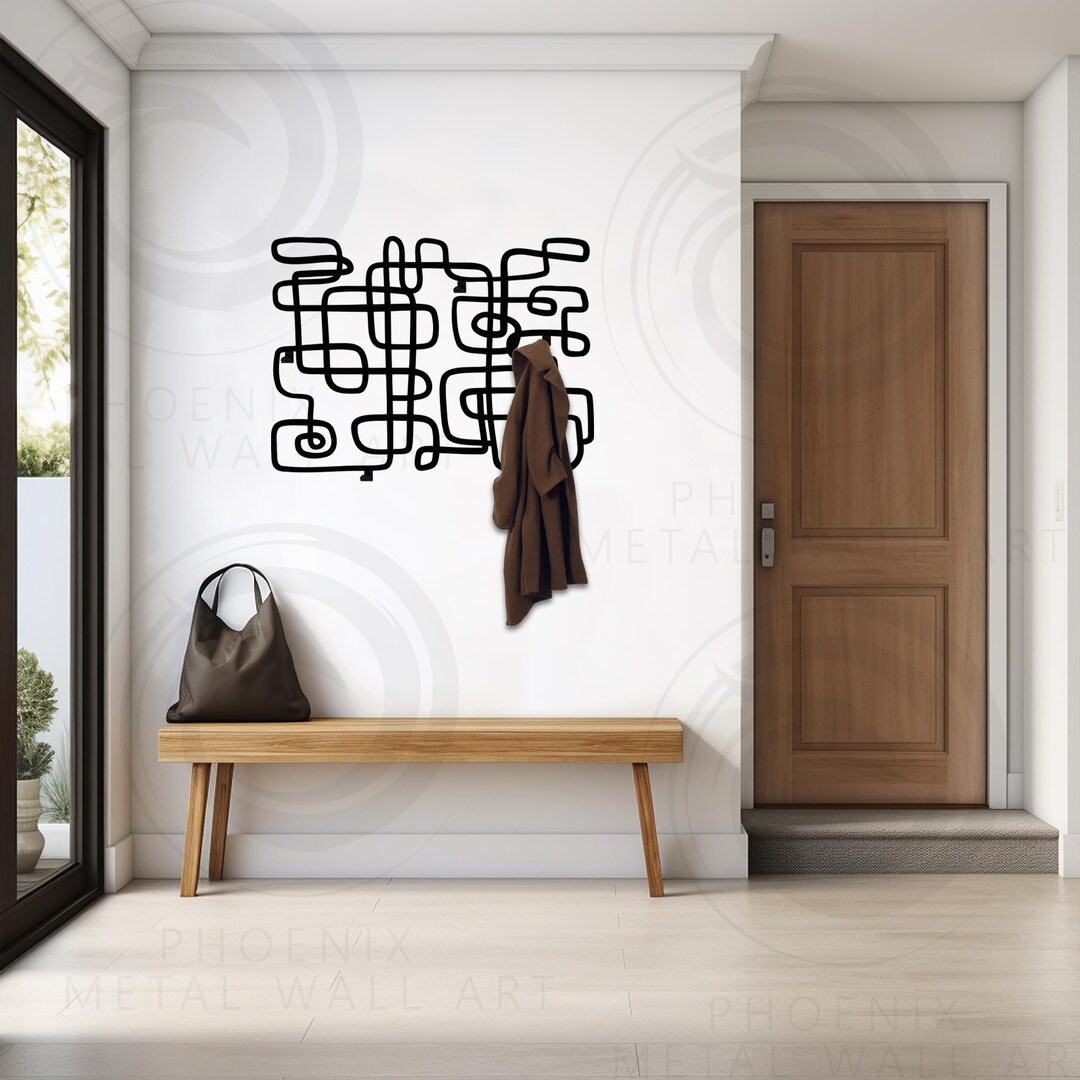 Large Abstract Themed Coat Rack, Metal Wall Hook, Umbrella Rack ...
