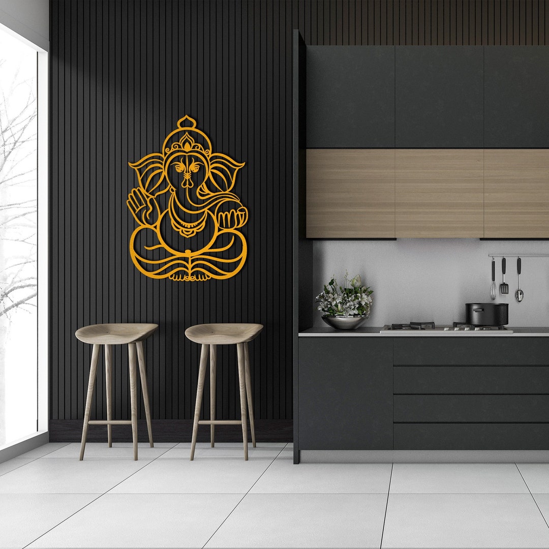 Ganesha Metal Wall Decor, Ganapati Elephant Modern Metal Wall Art ...