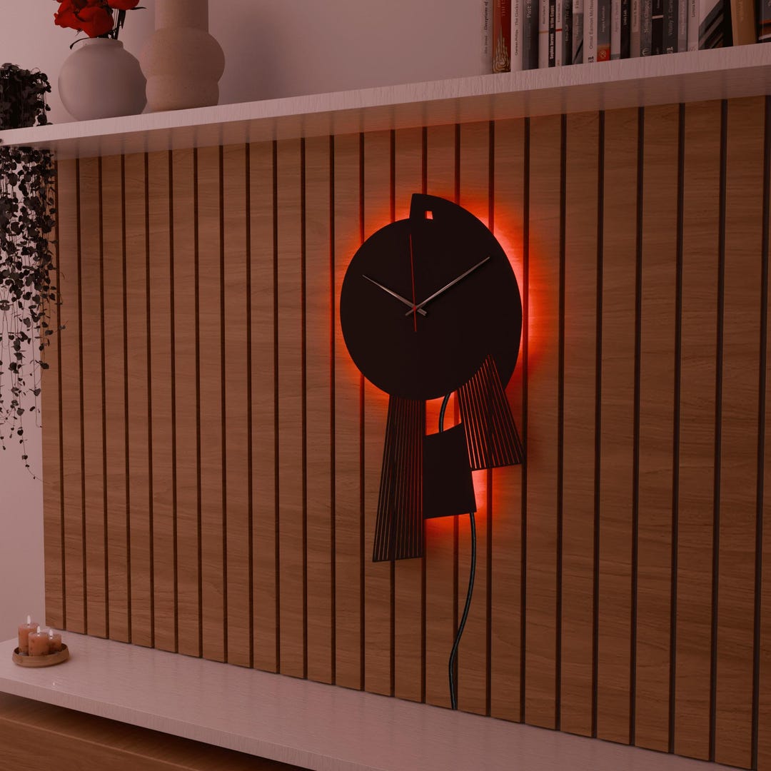 Modern Metal LED Wall Clock: Minimalist Silent Design - Etsy