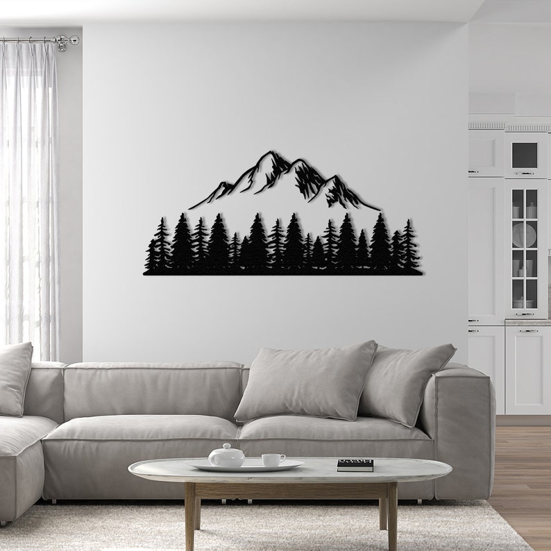 Mountain Metal Wall Art: Modern Living Room Decor - Etsy