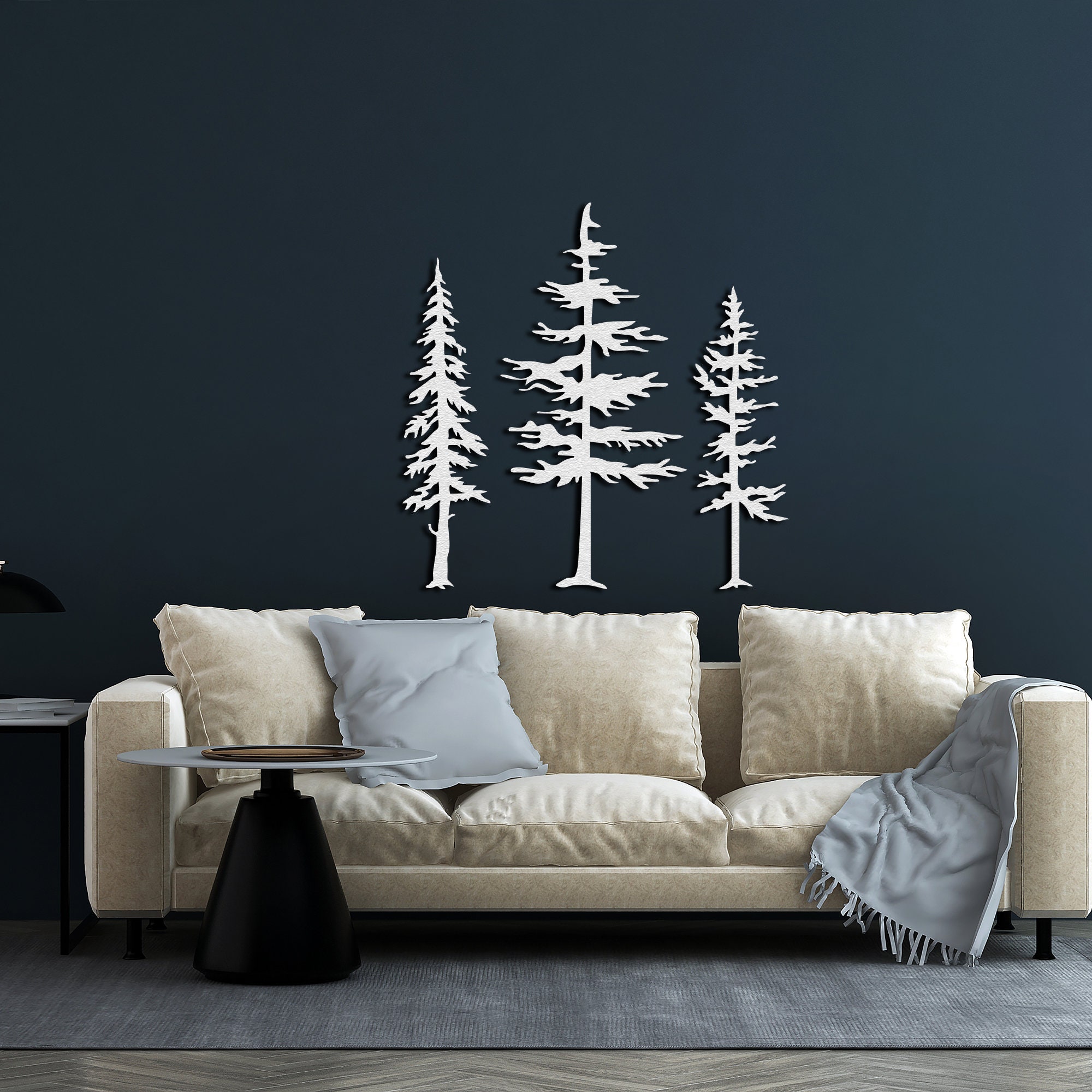 Set of 3 Pine Tree Metal Wall Art Metal Tree Wall Decor - Etsy Canada