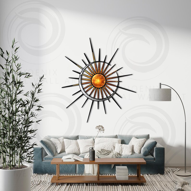 Sun and Moon Metal Wall Art, Modern Celestial Decor - Etsy