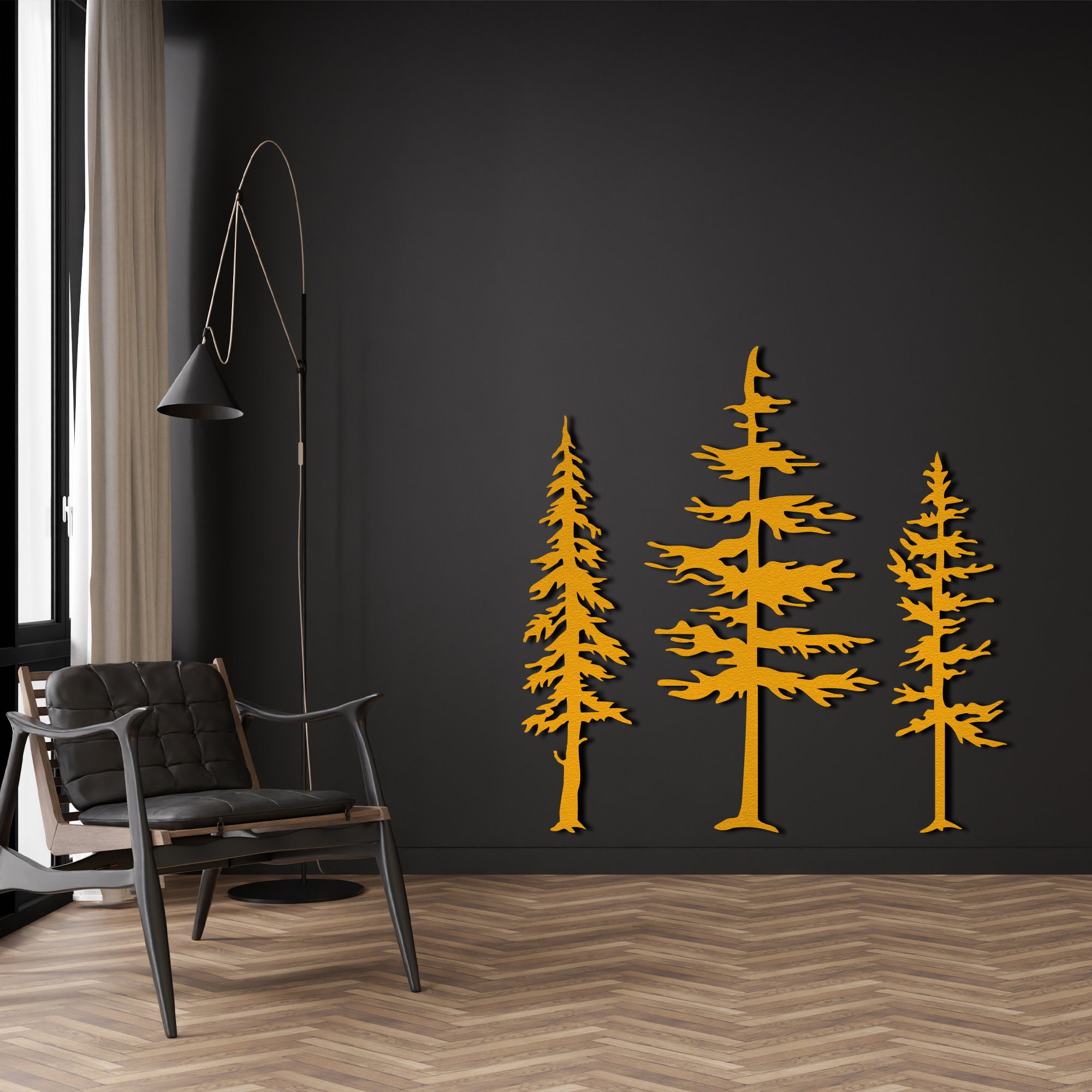 Set of 3 Pine Tree Metal Wall Art Metal Tree Wall Decor - Etsy Canada