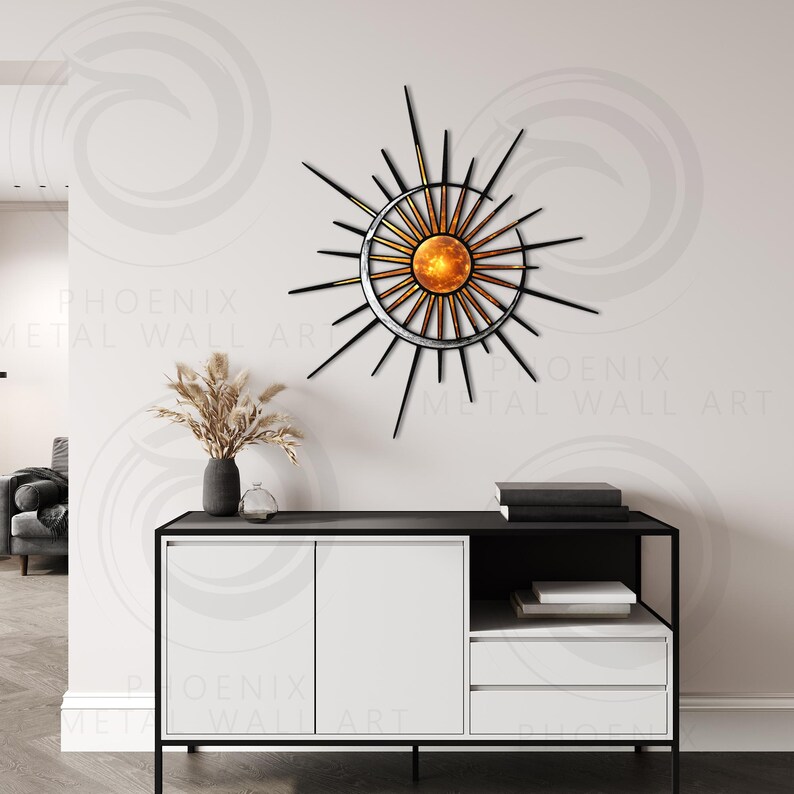 Sun and Moon Metal Wall Art, Modern Celestial Decor - Etsy