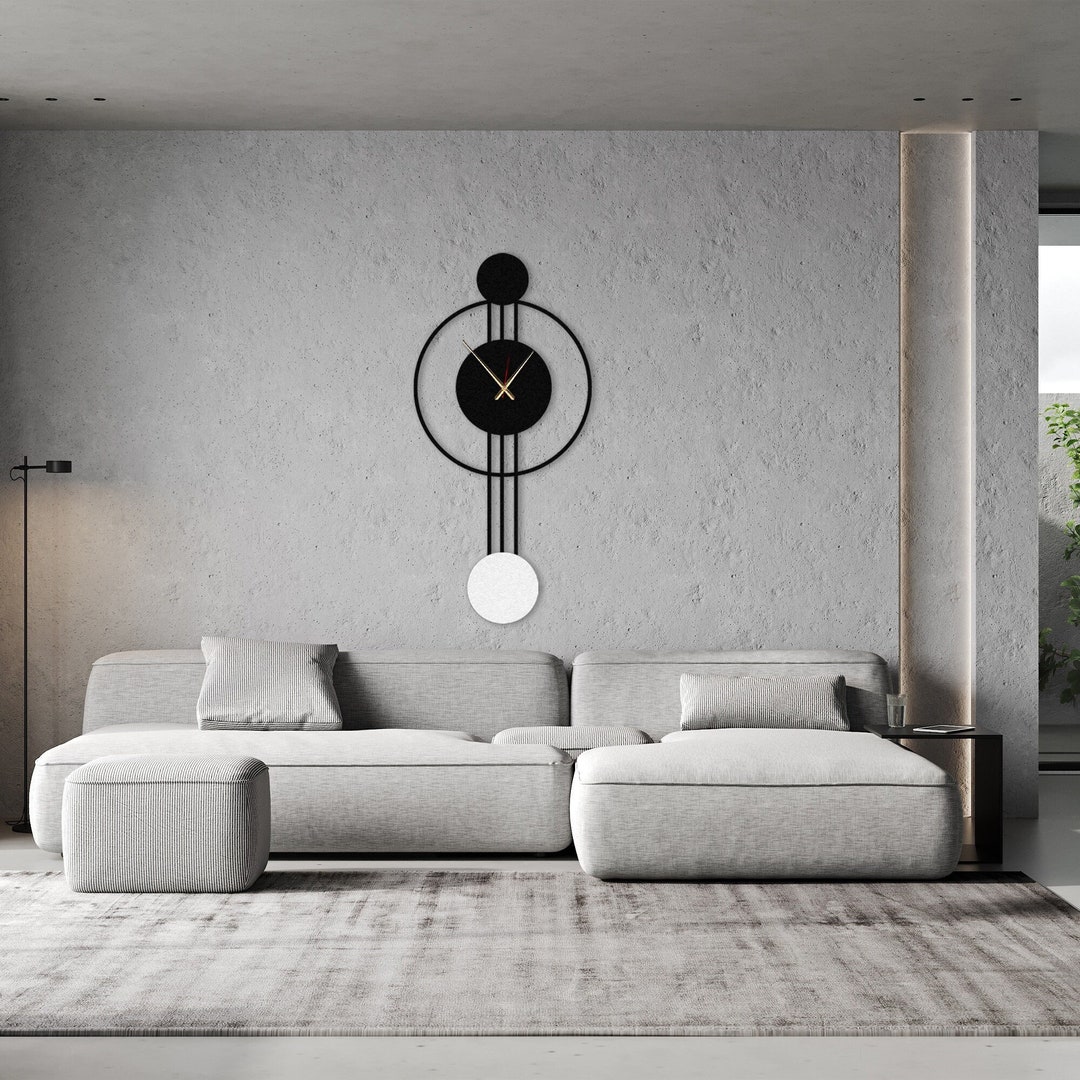 EXTRA LARGE Wall Clock, Black Wall Clock With Double Color Detail