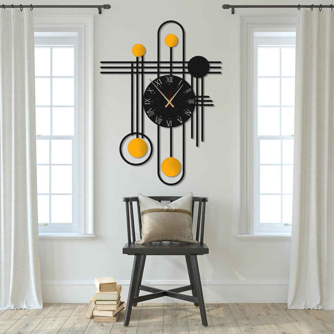 Modern Metal Wall Clock, Large Metal Wall Art, Design Unique Large Wall