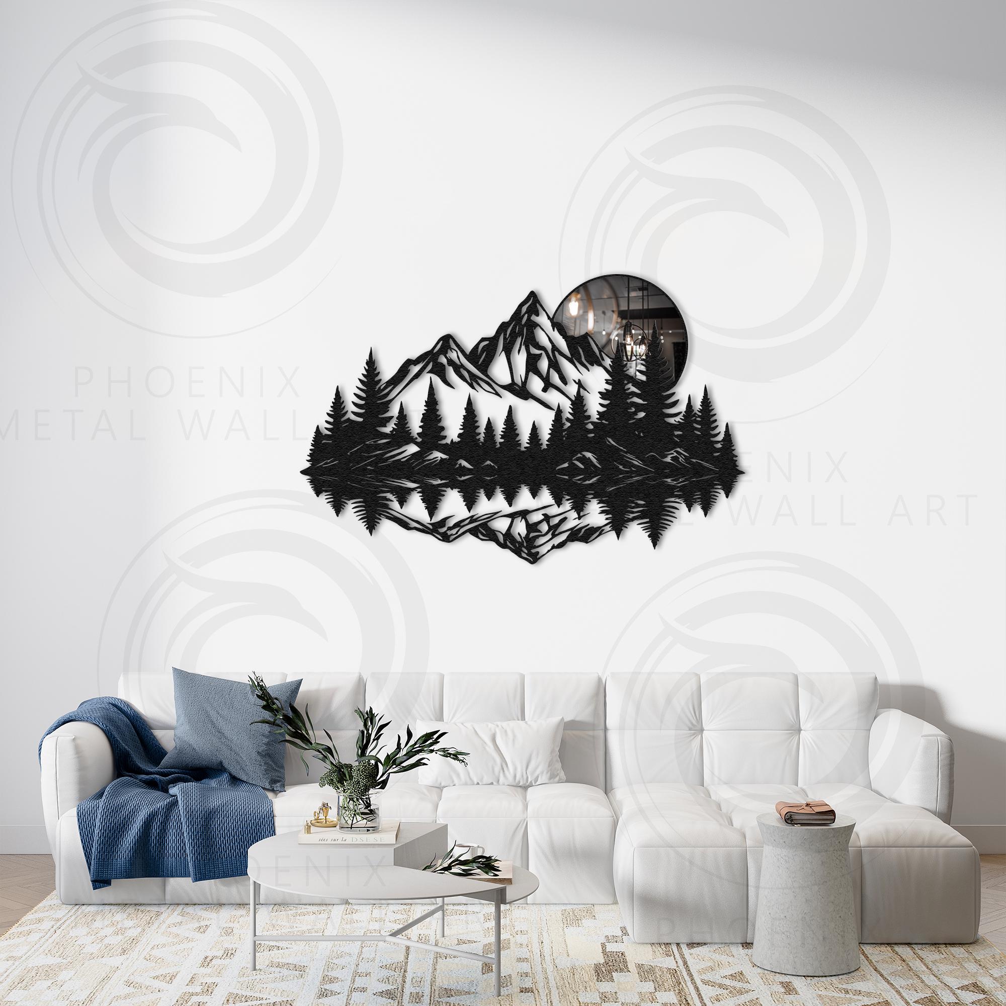 Mountain Forest Metal Wall Art: Rustic Cabin Decor - Etsy