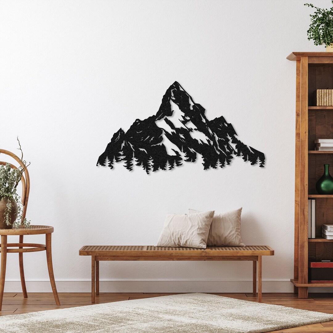 Mountain Forest and Valley Large Metal Wall Art, Nature and Slope Wall ...