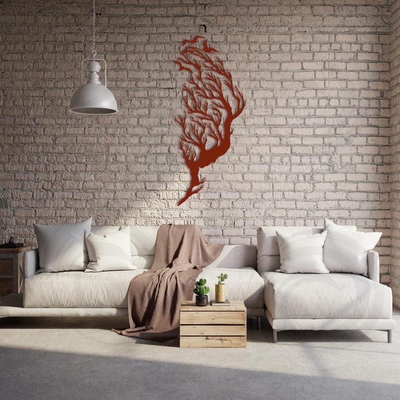 Right-facing Tree Branch Metal Wall Art: Farmhouse Decor - Etsy