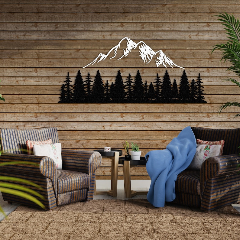 Mountain Modern Wall Decor Mountain Metal Wall Decor Etsy