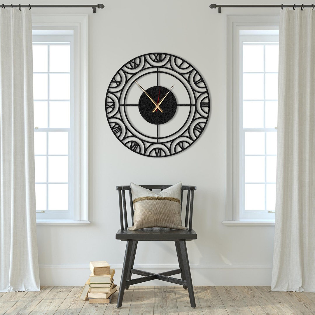 Large Black Metal Wall Clock: Modern Farmhouse Silent Clock - Etsy