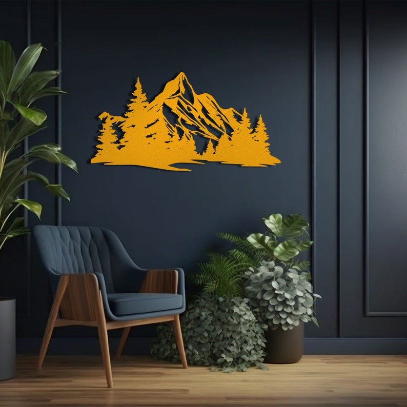 Mountain Metal Wall Art: Modern Living Room Decor - Etsy