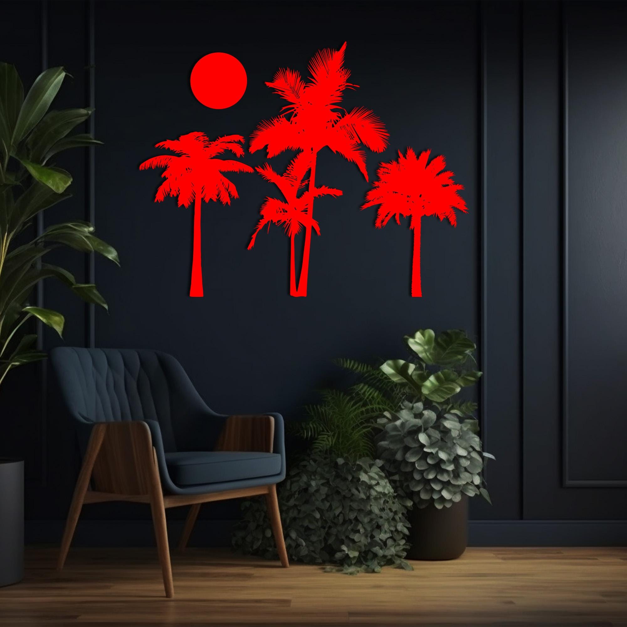 Palm Tree Metal Wall Art: Set of 3 Tropical Decor - Etsy