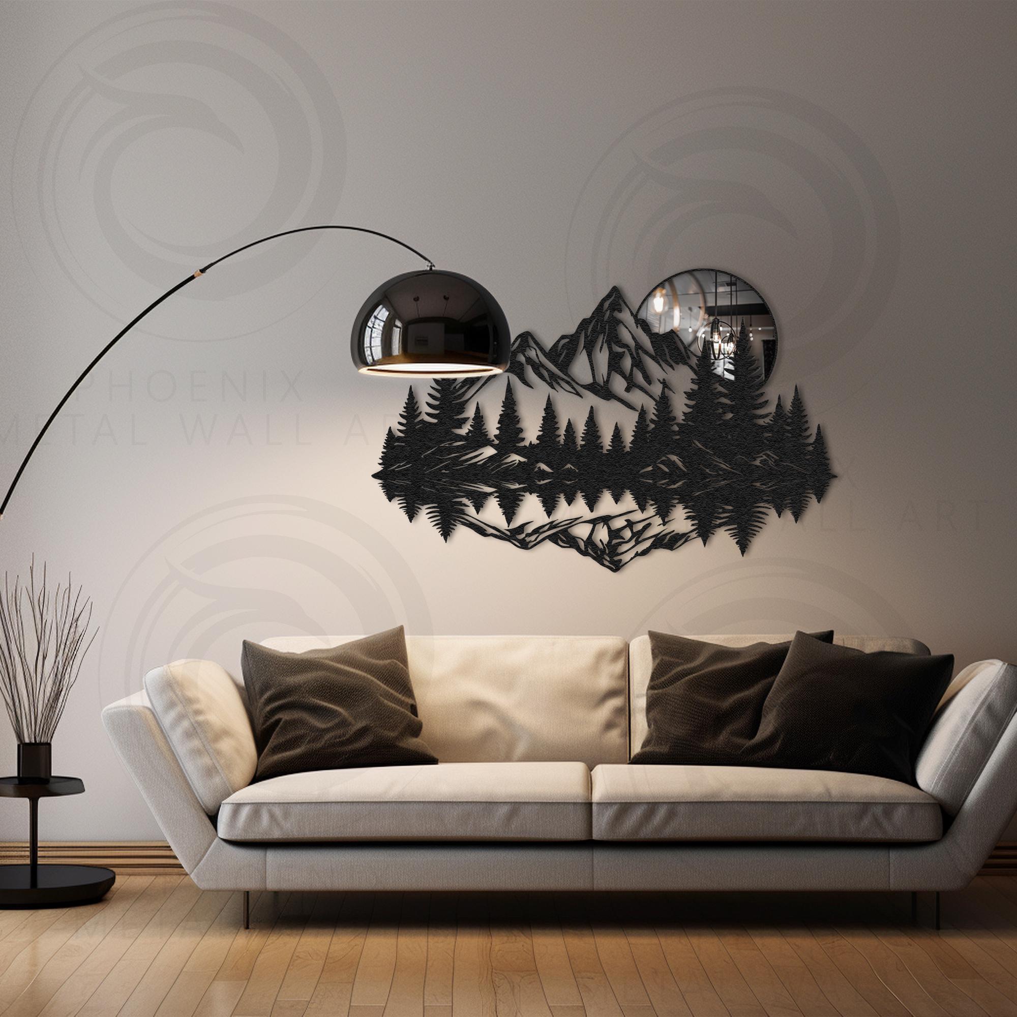 Mountain Forest Metal Wall Art: Rustic Cabin Decor - Etsy