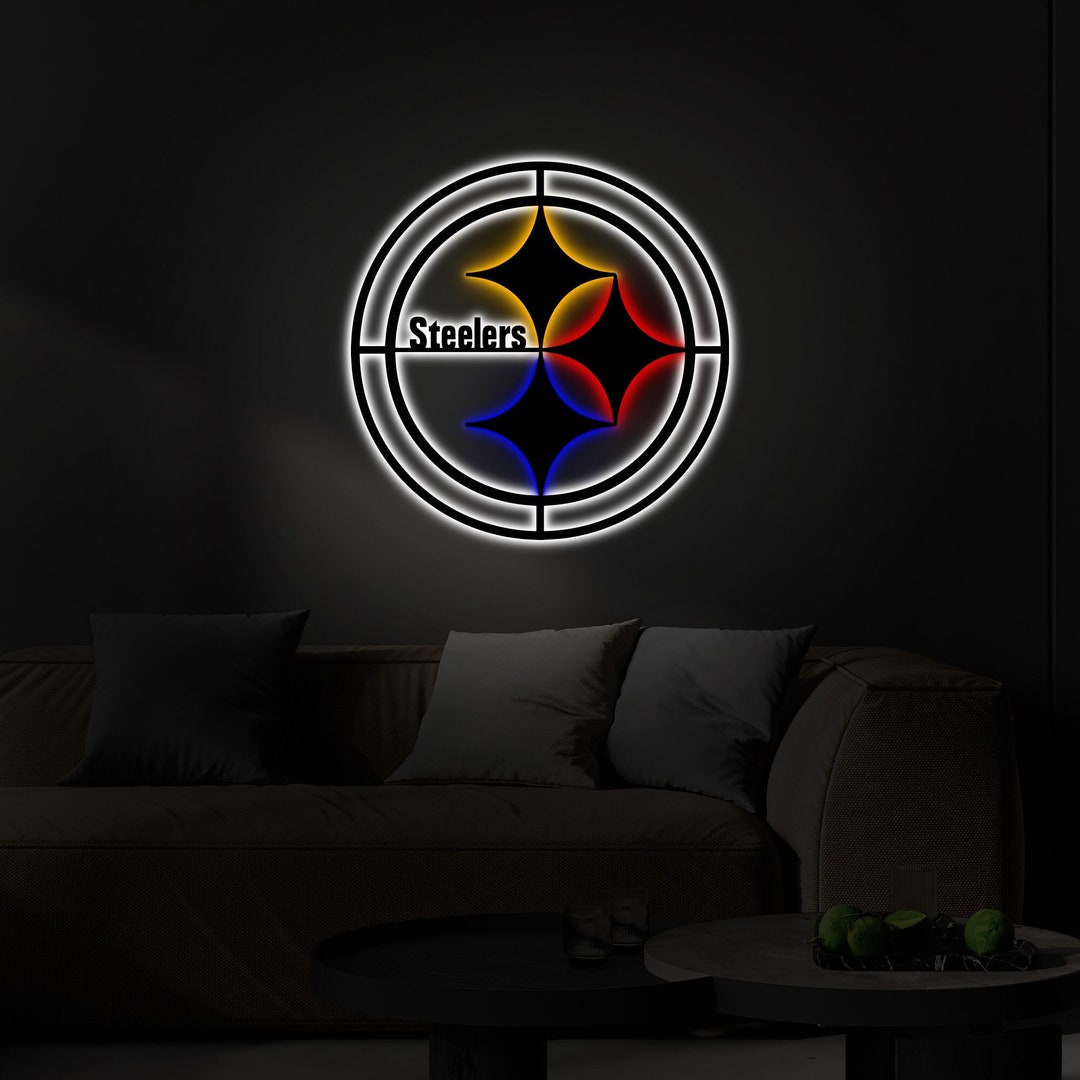 Pittsburgh Steelers Metal Led Sign, Steeler Metal Wall Decor, Garage