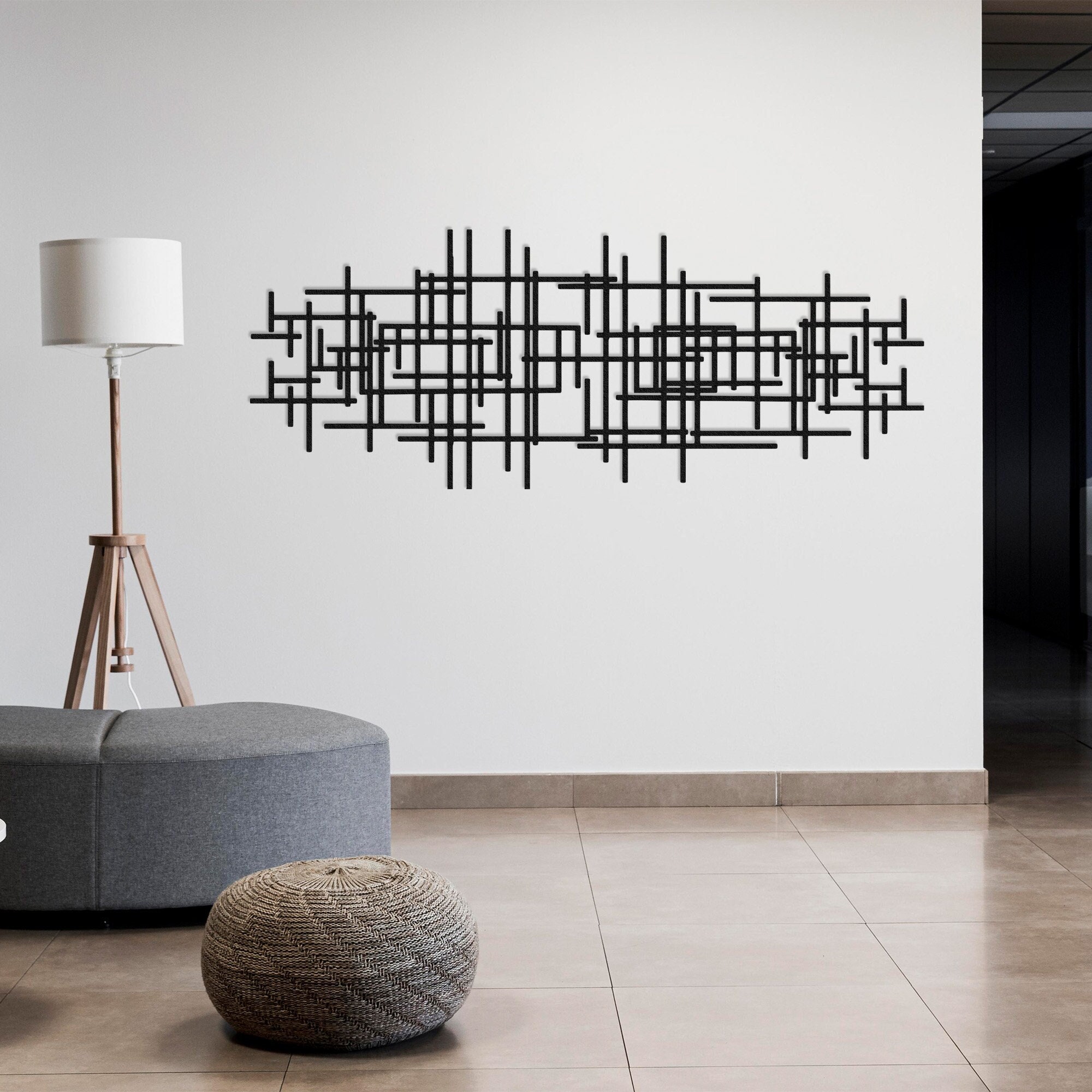 Decorazione Parete Metallo Nero - Motivo Sassofono E Farfalla, 30x30 Cm, Per Interni Ed Esterni