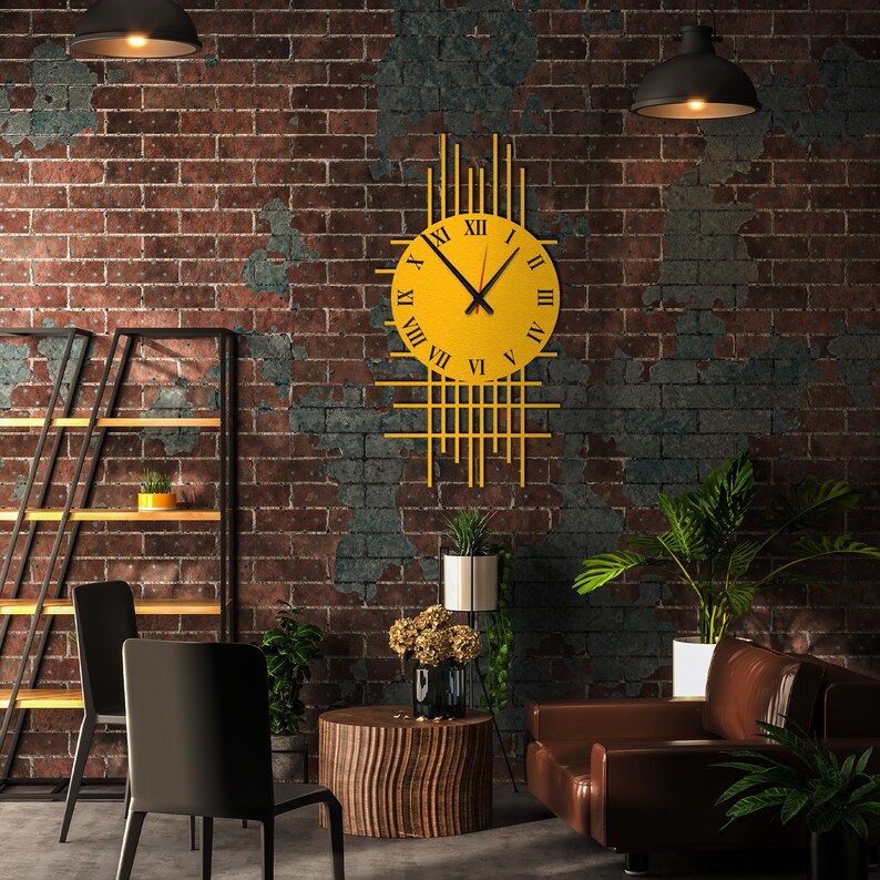 Large Black Metal Wall Clock: Modern Geometric Design, Silent Clock - Etsy