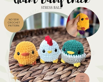 CROCHET PATTERN - Giant Baby Chick | No Sew | Stress Ball Pattern | Digital File