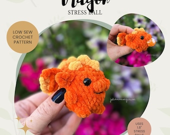 SCHEMA ALL'UNCINETTO - Palla antistress a forma di drago / Senza cuciture / Schema all'uncinetto amigurumi per peluche a forma di palla antistress / File PDF digitale