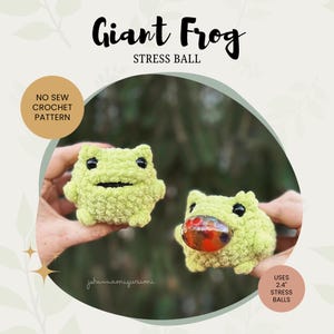 CROCHET PATTERN - Giant Frog Stress Ball | No Sew | Amigurumi Crochet Squeeze Stress Ball Plushie Pattern | Digital PDF File