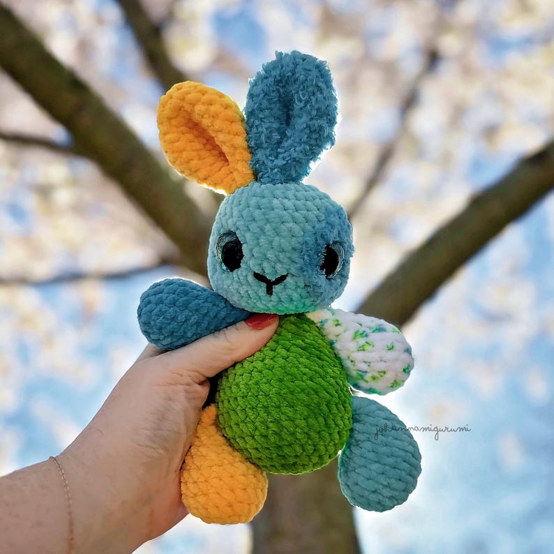 Scrappy Rabbit Amigurumi Crochet Rabbit Pattern – Bloom the Scrappy Bunny (digital PDF ...