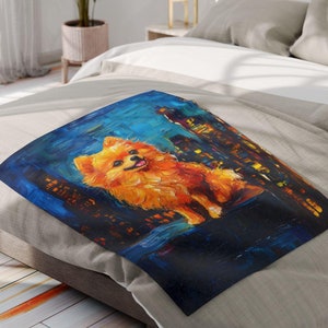 Pomeranian Fleece Blanket, Custom Dog Owners Gift, Gift For Dog Mom, Gift For Dog Dad, Custom Gifts For Dog Lover, Pomeranian Dog Blanket