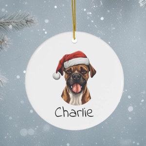 Décoration de Noël personnalisée pour chien boxer : cadeau portrait d&#39;animal de compagnie personnalisé