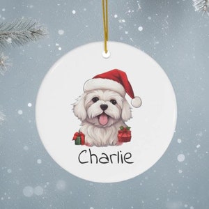 Décoration de Noël maltaise personnalisée : cadeau personnalisé pour amoureux des chiens