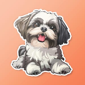 Adorable Shih Tzu Vinyl Sticker | Cute Pet Sticker for Laptops, Water Bottles, Books | Dog Lover Gift Idea