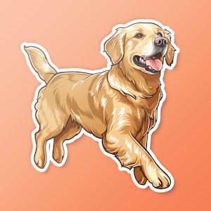 Adorable Golden Retriever Vinyl Sticker | Cute Pet Sticker for Laptops, Water Bottles, Books | Dog Lover Gift Idea