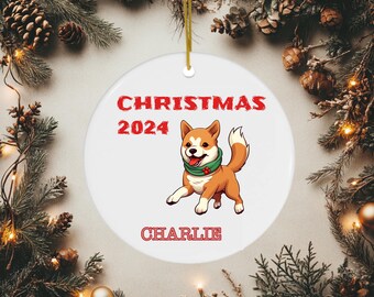 Personalized Shiba Inu Christmas Ornament, Custom Dog Memorial Gift, Pet Lover Keepsake