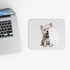 Westie Mouse Pad: West Highland White Terrier Print, Dog Lover Gift
