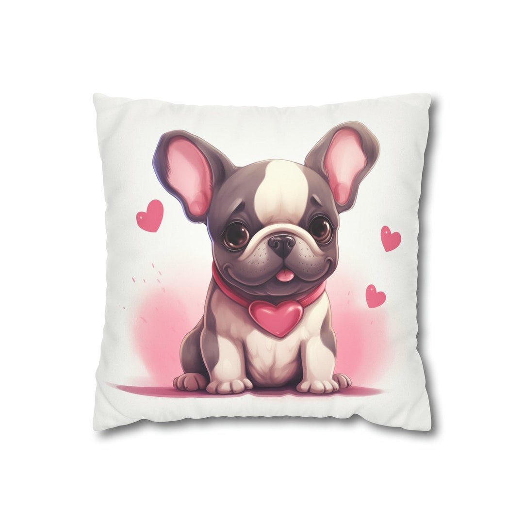 Valentine's Male English Bulldog in Love Fancy Pants Throw Pillow | Red & White Colored