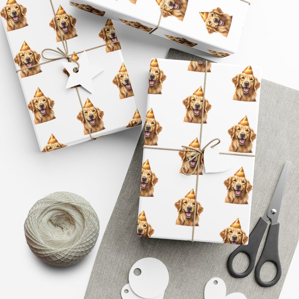 Golden Retriever Gift Wrap Paper Birthday Gift Wrapping Paper With Golden Retriever Print Dog Lover Gift