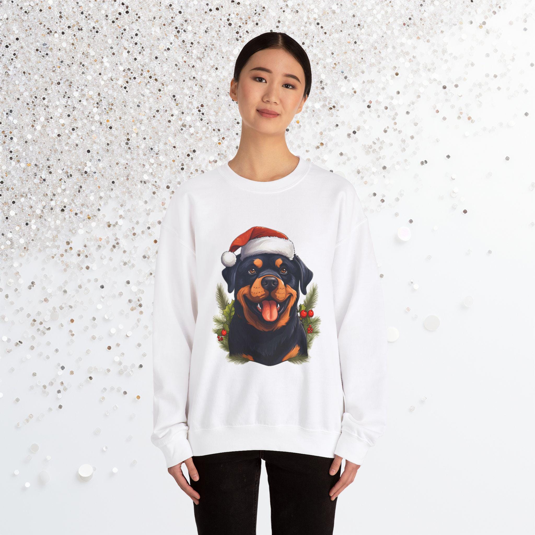 Maglione Natalizio Rottweiler &ndash; Felpa Per Proprietari Di Cani &ndash; Uomo E Donna, Babbo Natale, The Clothing Shed