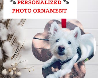 Custom Dog Photo Ornament: Pet Paw Christmas Ornament
