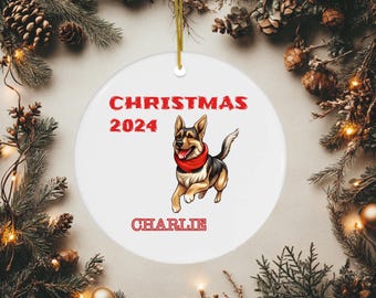 Adorno navideño personalizado de pastor alemán: regalo para amantes de los perros