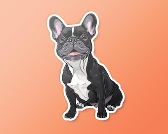 Adorable Frenchie Vinyl Sticker | Cute Pet Sticker for Laptops, Water Bottles, Books | Dog Lover Gift Idea | French Bulldog Sticker