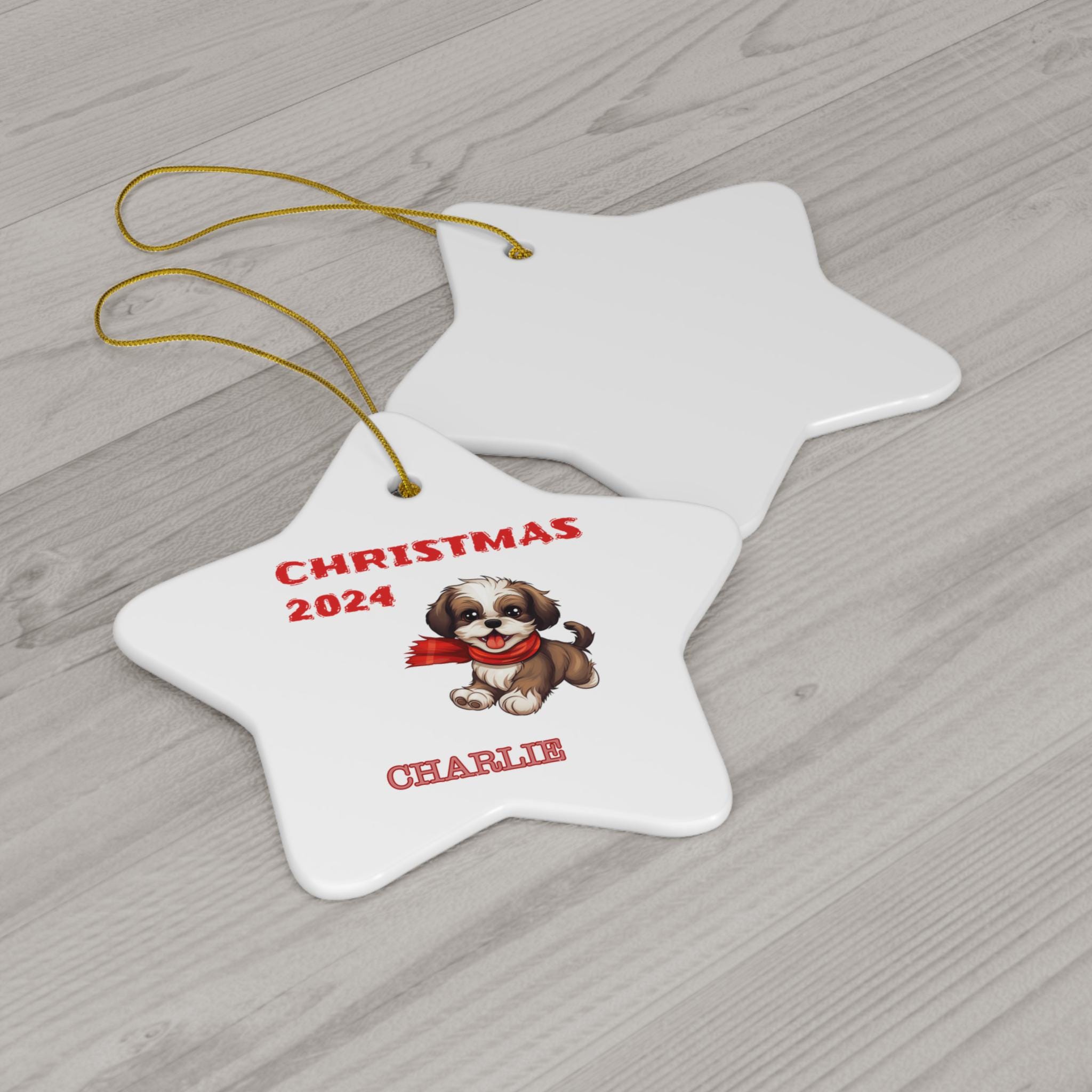 パーソナライズされたシーズーのクリスマスオーナメント：犬好きへの