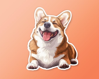 Corgi Vinyl Decal, Corgi Dog Sticker for Laptop & Water Bottle, Dog Mom Gift, Corgi Lover Gift