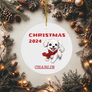 犬好きの方へのパーソナライズされたマルチーズのオーナメントギフト 犬のママへのカスタムクリスマスオーナメントマルチーズギフト 犬のパパへのクリスマスギフト