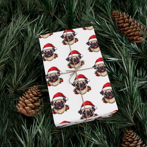 Pug Gift Wrap Paper Christmas Gift Wrapping Paper with Pug Print Dog Lover Gift Pug Gift Paper