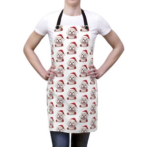 Delantal navideño maltés, regalo para amantes de los perros, regalos para amantes de los perros para Navidad
