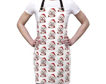 Maltese Christmas Apron Dog Lover Gift, Gifts For Dog Lovers For Christmas