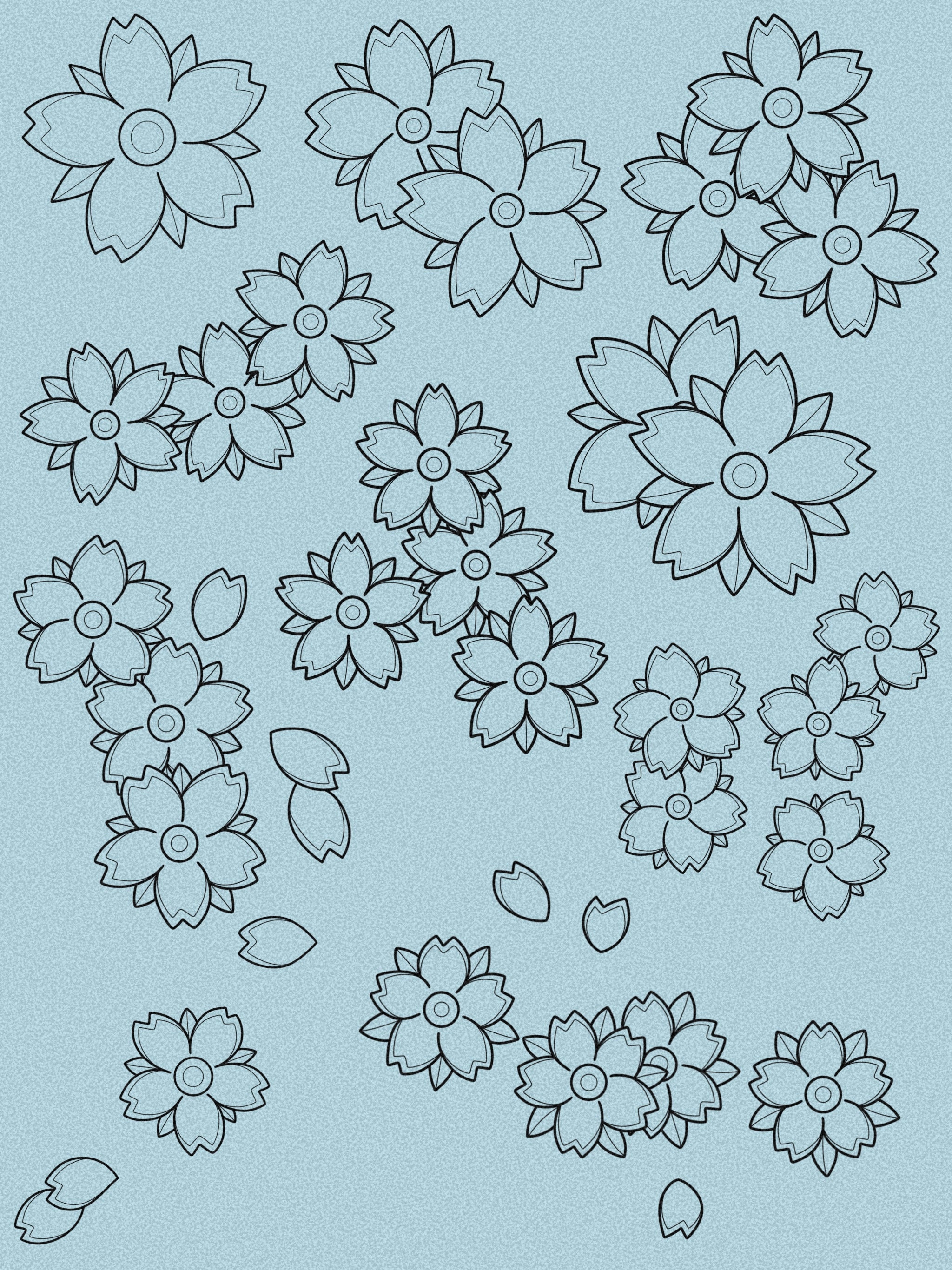 Japanese Cherry Blossom Tattoo Procreate Stamp - Set 1 | 20 Japanese ...