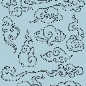 Japanese Cloud Tattoo Procreate Stamp - Set 1 | 25 Japanese Neotrad ...