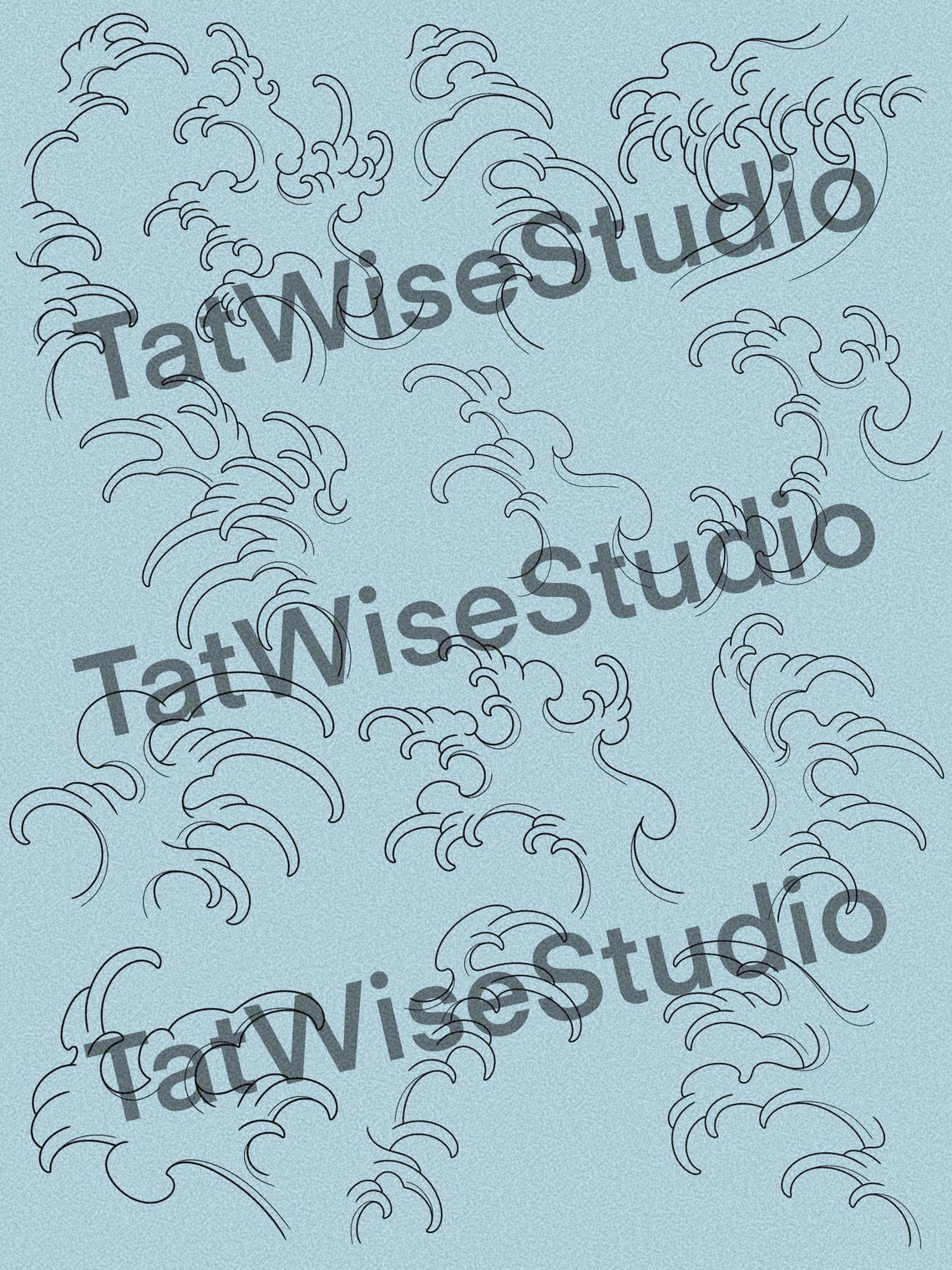Japanese Wave Tattoo Procreate Stamp - Set 1 | 25 Japanese Neotrad ...
