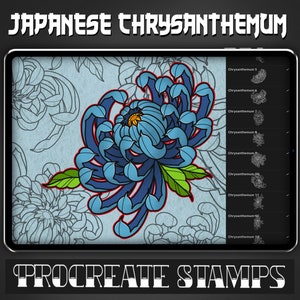Japanese Chrysanthemum Tattoo Procreate Stamp - Set 1 | 20 Japanese Neotrad Brush Stamps for Procreate - Tattoo Artist | Tattoo Designs