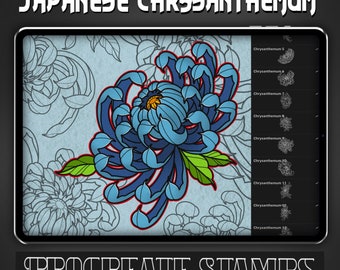 Tampons procréer tatouage chrysanthème japonais - Jeu 1 | 20 tampons pinceaux Neotrad japonais pour procréer - Tatoueur | Dessins de tatouage